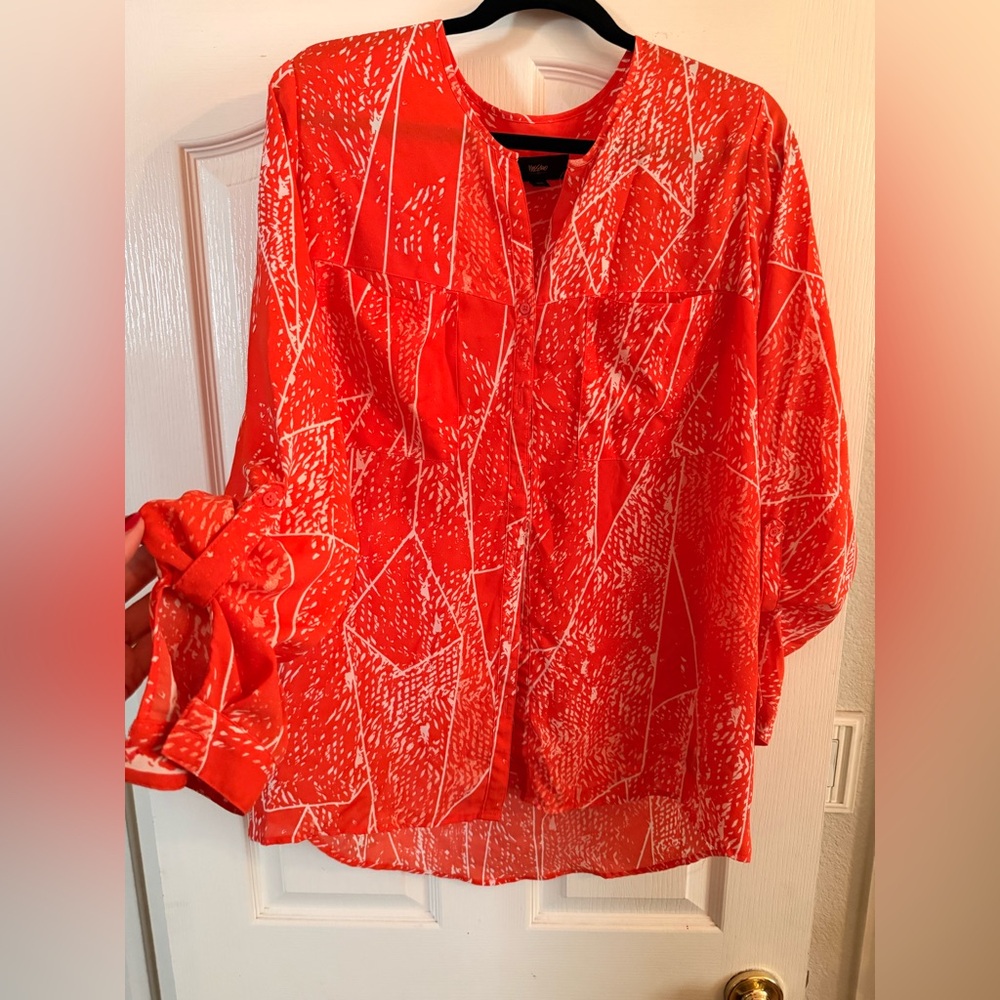 Bold Orange and White Blouse
